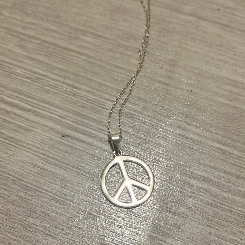 Sterling Silver Peace Symbol Necklace